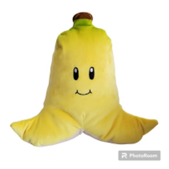 Club Mocchi Banana Peel Super Mario Kart Plush Yellow Nintendo Tomy 15” Large - Picture 1 of 7